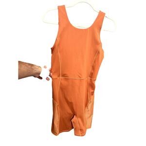 NWT Fabletics Orange Athletic Jumpsuit Brianna Romper Medium Gym Comfort